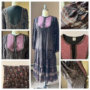 Rare Vintage Indian block print dress. Size L